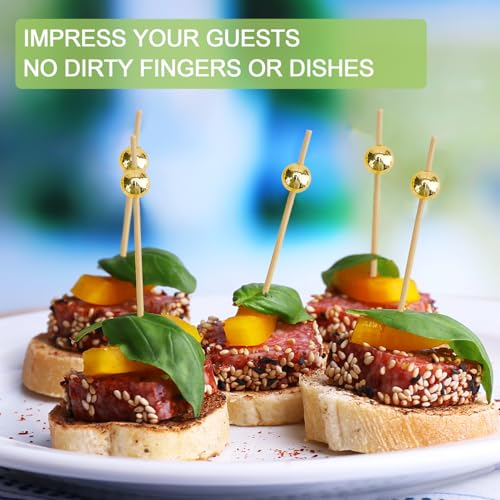 Gold Cocktail Picks 1000 Pieces - Elegant Appetizer Skewers for Drinks & Parties