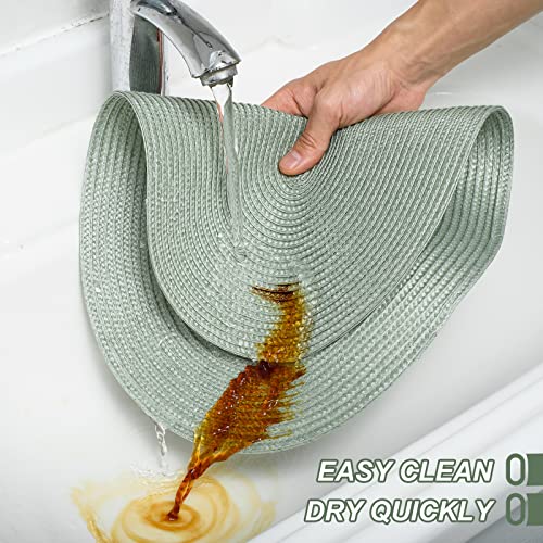 Woven Heat-Resistant Placemats Set of 6, 18x12 Inch Washable Table Mats
