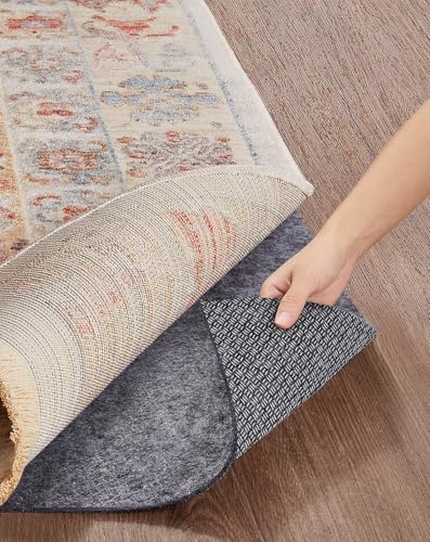 Non-Slip Cushioned Rug Pad, 1/8-Inch Thick Felt & Silicone Carpet Liner