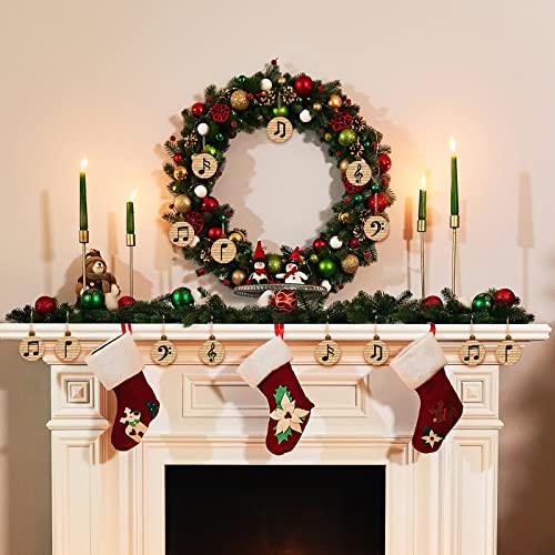 Gerrii 36 Pcs Wooden Christmas Music Ornaments Treble Clef Decoration Brown - Holiday Wall Decor