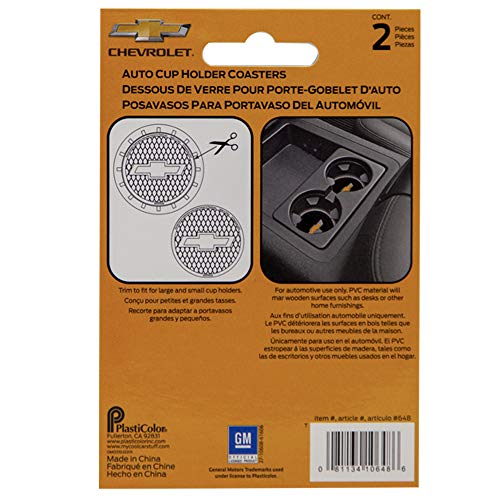 Plasticolor Chevrolet Bowtie Gold Cup Holder Coaster Black - Auto Accessory