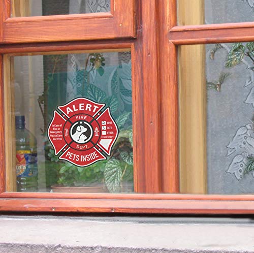 Pet Alert Stickers - 6 Pack Static Cling Window Decals for Emergency Rescue