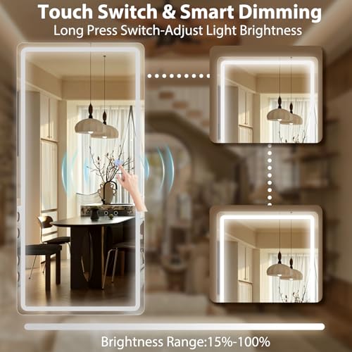 71x32 Inch Full Length LED Mirror, Dimmable Floor Standing & Wall Mounted