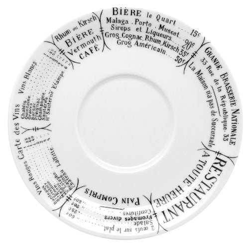 Pillivuyt Brasserie Saucer Set of 4 - 6.5-inch French Porcelain Coffee Cup Coasters