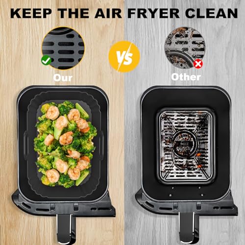 Reusable Silicone Air Fryer Liners - 2 Pack for 8-10QT Dual Basket Fryers