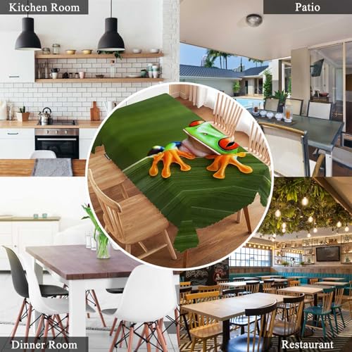 Swono 52x70 Inch Tree Frog Tablecloth Tropical Leaves Animal Design Waterproof Polyester