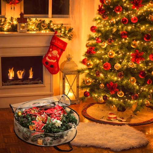 2 Pack Clear Wreath Storage Bag 30 Inch Waterproof Container with Handles