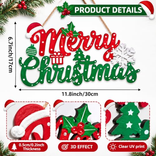 Christmas Wooden Sign - Festive Holiday Decor for Front Door, Wall or Tabletop