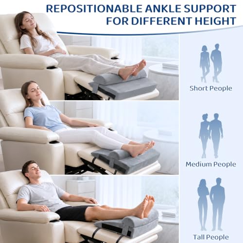 Adjustable Recliner Foot Rest Cushion with Removable Cylinder - Grey