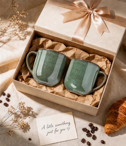 LERATIO Reactive Glaze Ceramic Coffee Mug Set of 6, 12oz - Handmade & Durable