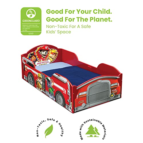 Sturdy Wood Toddler Bed with Guardrails and Rescue Adventure Theme