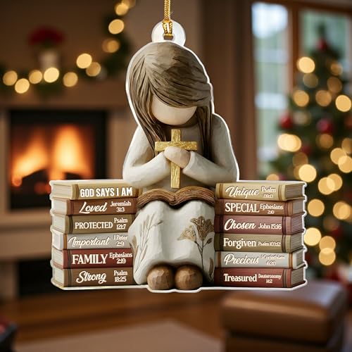 God Says I Am Christian Christmas Ornament 2026 Faith Gift for Women - Kat_lh Version