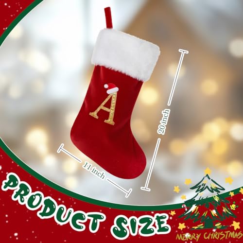 20-Inch Velvet Monogram Christmas Stocking with Initial Letter