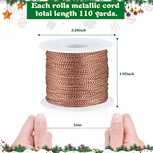 Metallic Cord Tinsel Rope 1mm for Gift Wrapping and DIY Crafts (440 Yards)