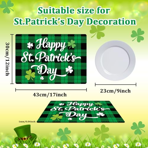 OBUSATT St. Patrick's Day Plastic Placemats Set of 6, Waterproof Table Mats