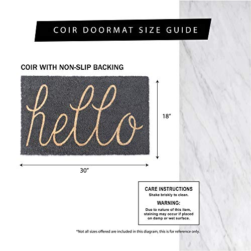 DII Floral Design Collection Natural Coir Doormat, 17x29, Blue Peonies