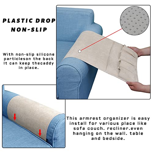 Non-Slip Sofa Armrest Organizer with 5 Pockets for Remote and Tablet