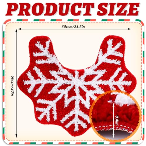 FYSUIMU Red Snowflake U-Shaped Toilet Mat 19.7 x 23.6 in Toilet Rug