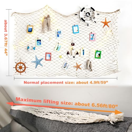 2-Pack Natural Cotton Fishing Net Decor for Nautical Party Backdrop