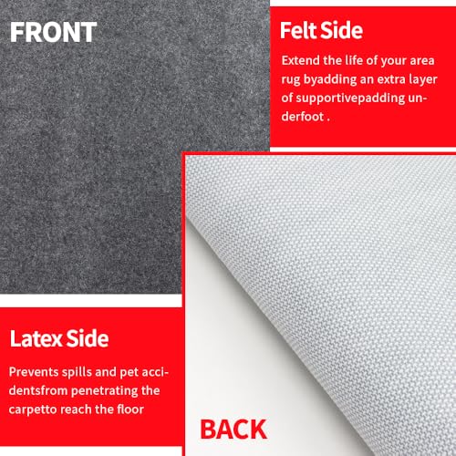 6ft Round Waterproof Non-Slip Rug Pad, 1/4 Inch Thick Carpet Underlay