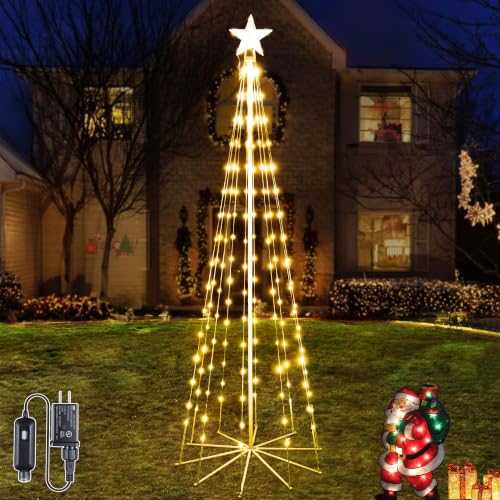 Ollny 6 ft 170 LED Warm White Christmas Tree Lights with 8 Modes, Outdoor IP65 Waterproof, Timer, 16.4ft Cable