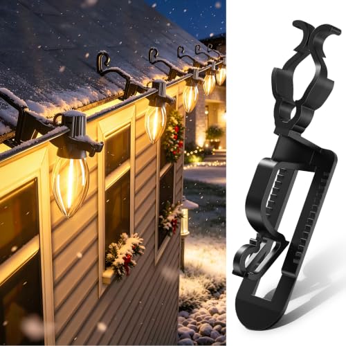 Black Christmas Light Clips for C7 & C9 string lights, 100 Pack - Gutter & Shingle Mounting
