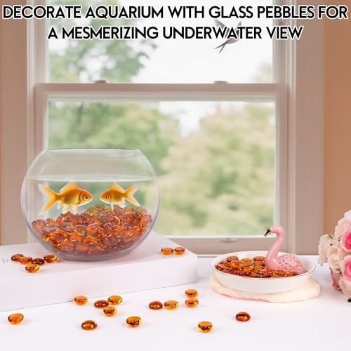 Orange Flat Glass Gems (1 lb) - Decorative Pebbles for Vases & Aquariums