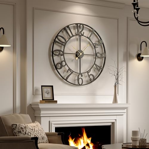 30-Inch Large Modern Metal Wall Clock, Silent Non-Ticking Decorative Clock
