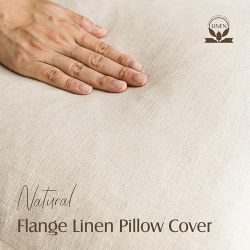 Boho Linen Throw Pillow Covers 20x20 Set of 2 - Neutral Beige Cushion Cases