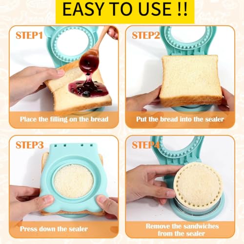 Round Sandwich Cutter and Sealer, Stainless Steel Pocket Press (3.7 Inch)