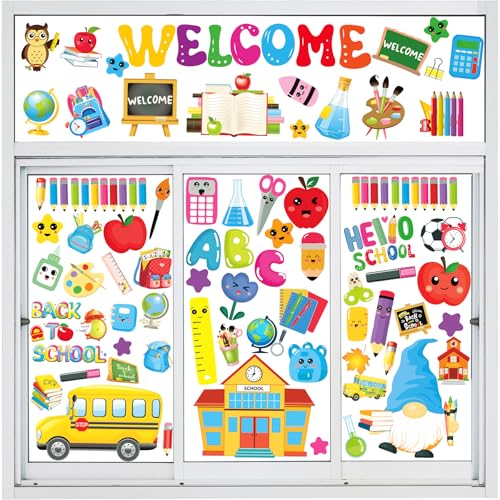 Back to School Window Clings Stickers - 90PCS Double-Sided Decor
