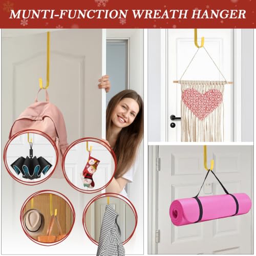 12-Inch Metal Wreath Hanger for Front Door - Heavy Duty Over the Door Hook, Gold