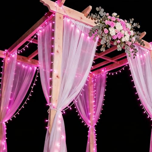 Pink Christmas Mini String Lights - 100 Count, 19.6 Ft White Wire