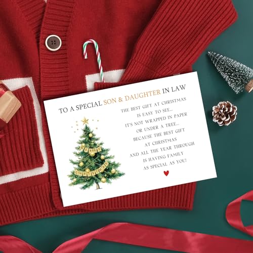 Goroar Christmas Card for Son & Daughter-in-Law 2023 - From Parents, Premium Matte Finish, Includes Envelope, #547