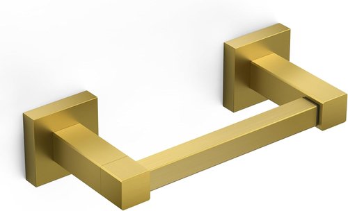FORIOUS Toilet Paper Holder - Stainless Steel Rustproof Double Post Pivoting Design | Brushed Gold Finish