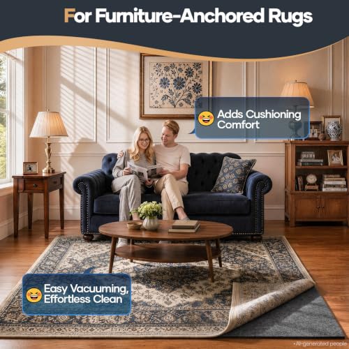 Felt Rug Pad 5x7 Ft, 1/4 Inch Thick Cushioned Carpet Underlay for Hard Floors