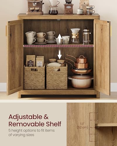 Boho Rattan Sideboard Buffet Cabinet with Adjustable Shelf - Natural Brown