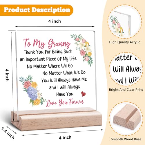 Vadaka Granny Christmas Acrylic Desk Sign - Grandma Gift from Grandkids