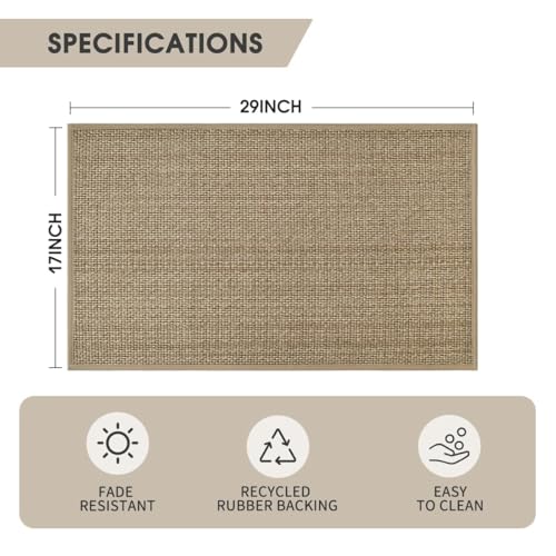 Washable Non-Slip Kitchen Rug 17x29 Inch Absorbent Chenille Floor Mat