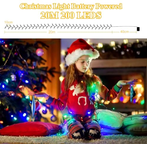 Marchpower 65.6FT Rechargeable Multicolor LED String Lights for Christmas