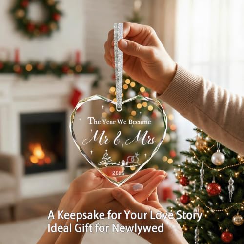 2026 First Christmas Married Crystal Glass Ornament for Couples