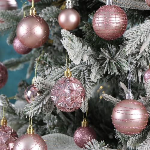 Pink Christmas Ball Ornaments 100Pcs Luxury Tree Decorations - Forsylvanas