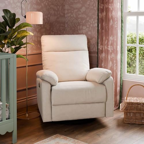 Electronic Swivel Glider Recliner Chair with USB Port, Vanilla