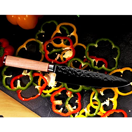 YOUSUNLONG 8-Inch Chef Knife with Black Titanium Coating, AUS8 Japanese Steel & Maple Wood Handle