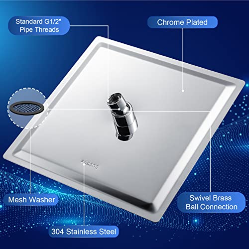 10-Inch High-Pressure Rain Shower Head, Stainless Steel Square Showerhead