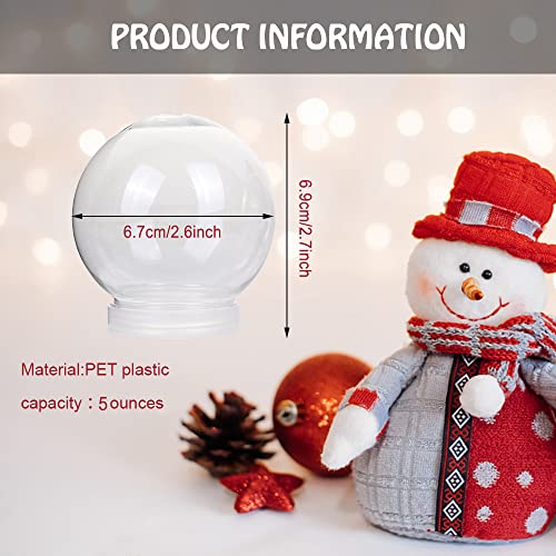 12-Pack Clear DIY Plastic Snow Globes (2.7 Inch) - Fillable Craft Water Globes
