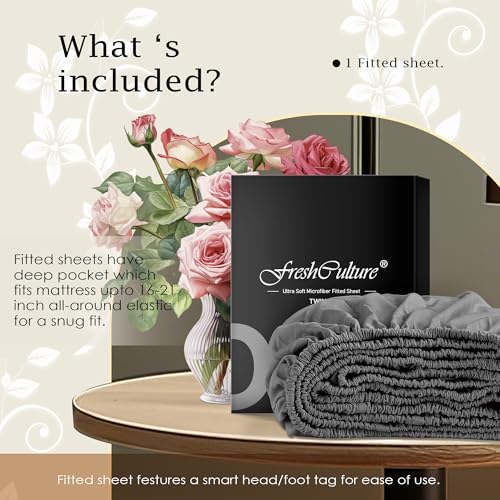 King Fitted Sheet - Ultra Soft Brushed Microfiber, Deep Pocket Dark Grey