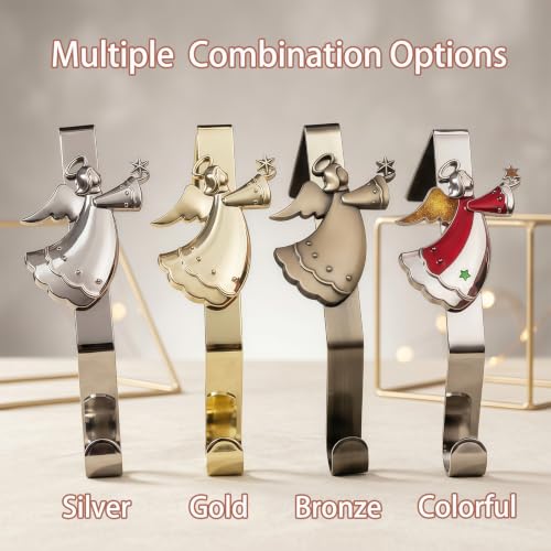 Gold Christmas Stocking Hooks - Set of 7, Reusable Mantle Hangers by XENTUMI (Gold/7)