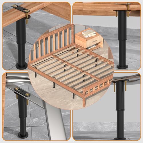 4 Pcs Adjustable Bed Support Legs, 7-13 Inch Heavy Duty Metal Bed Frame Legs