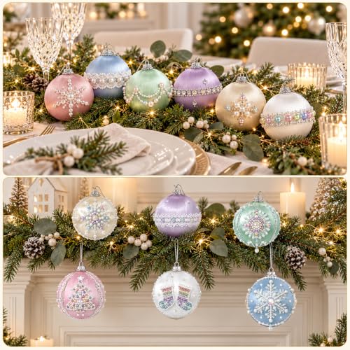 24-Piece Satin Christmas Ornament Kit with Pins & Embellishments for DIY Ball Ornaments